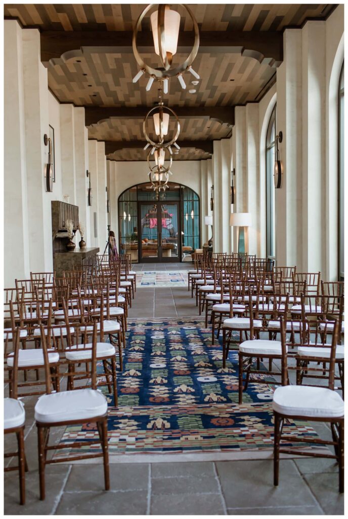 Simple, elegant ceremony decor at a Bowie House wedding in Fort Worth.