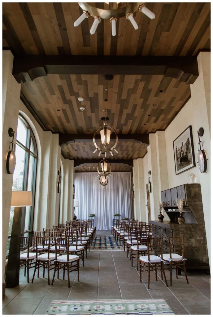 Simple, elegant ceremony decor at a Bowie House wedding in Fort Worth.